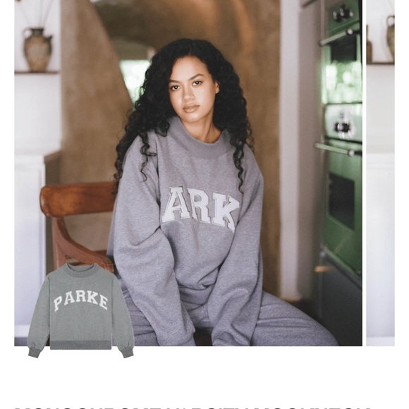 Parke NWT Monochrome Varsity Mockneck in Stormy Size L/XL - Picture 2 of 5